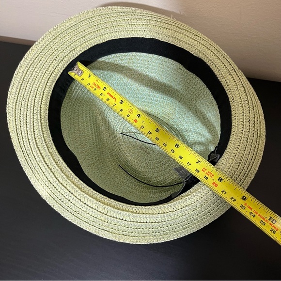 Vince Camuto Paper Straw Fedora Teal Ribbon - Picture 12 of 12